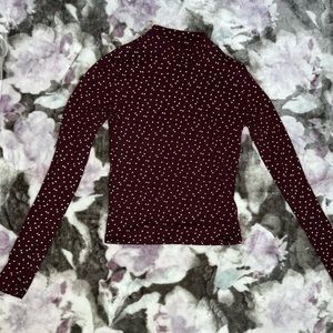 Women’s/Junior’s Small Maroon with Small White Flowers Long-Sleeve Turtleneck